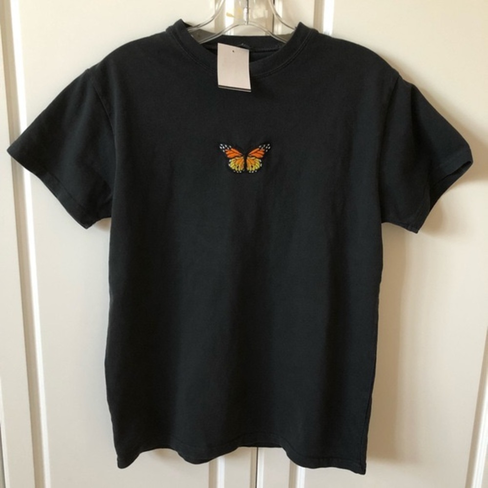 black butterfly shirt